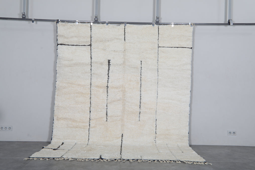 Cream Moroccan rug - Minimalist beni ourain - 8 FT X 10 FT | Beni