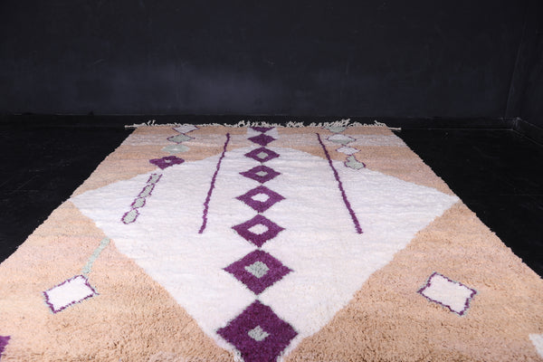 Custom creamy rug with purple patterns – Unique Moroccan design