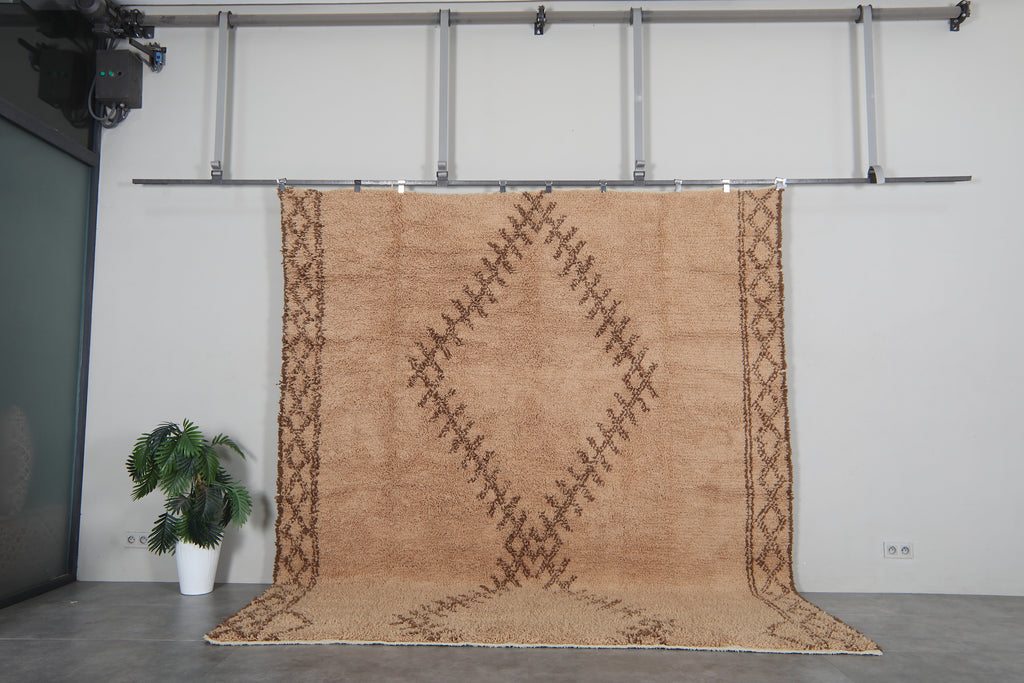 Large Moroccan Rug 9.3 x 10.5 feet – Beige Beni Ourain Style Rug