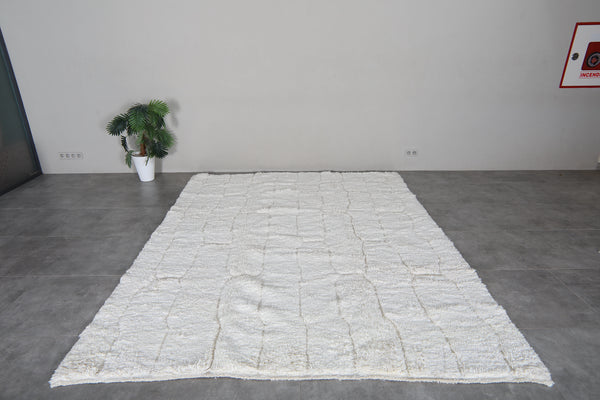 Cream Moroccan Rug 7.9 x 10.1 feet – Handmade Ivory Wool Area Rug