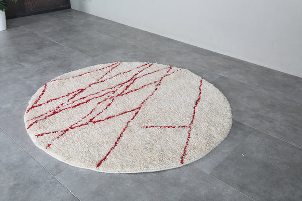 Custom red line round rug – Handmade berber circle carpet