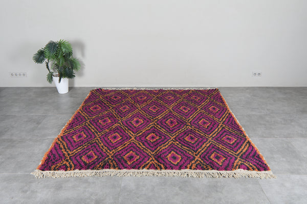 Pink Moroccan Berber Rug 7.2 x 6.7 ft – Handmade Wool Tribal Area Rug