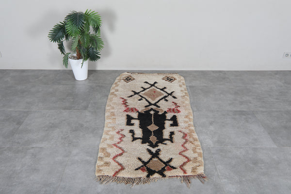 Cream Moroccan Berber Rug 3 x 6.2 ft – Handmade Wool Tribal Runner