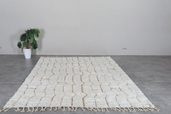 Cream Moroccan Beni Ourain Rug 7.3 x 9.3 ft – Handmade Wool Shag