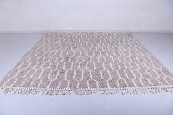 White striped brown Moroccan rug - Handmade elegance in custom sizes
