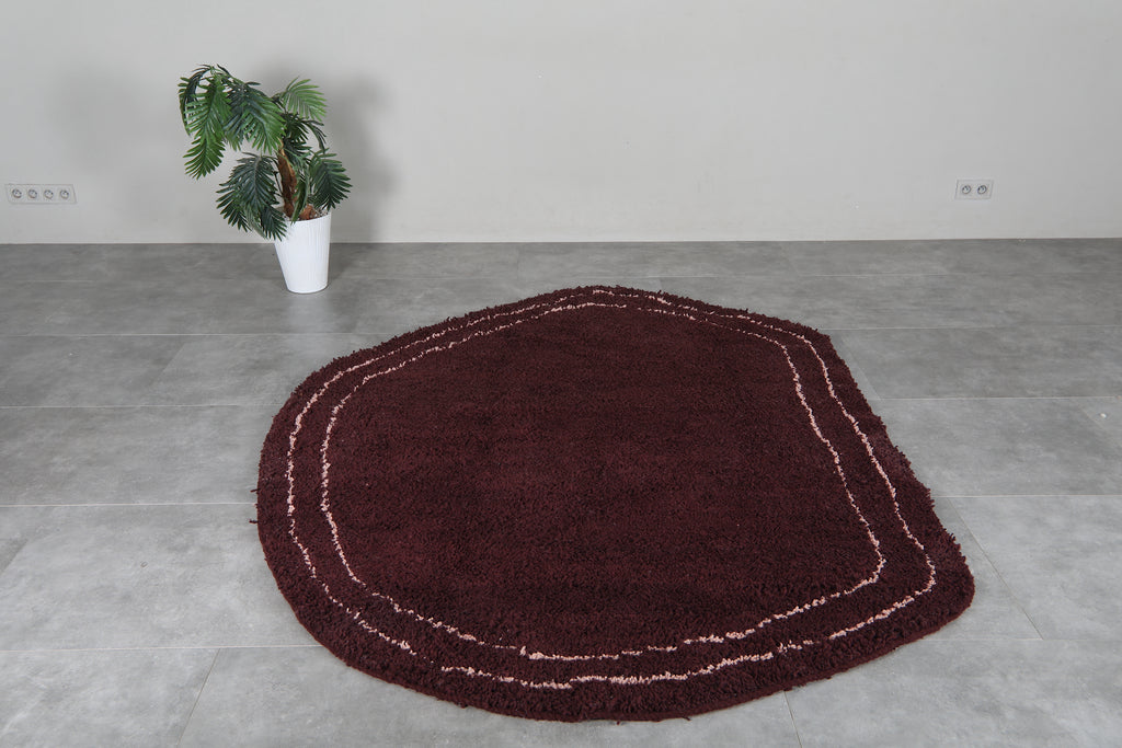 Burgundy Moroccan Berber Rug 6 x 8 ft – Handmade Wool Shag Area Rug