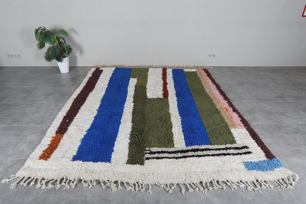 Colorful Moroccan Berber Rug 8 x 10.1 ft – Handmade Wool Tribal Area Rug