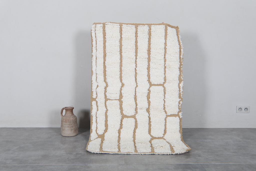 Cream Moroccan Berber Rug 2 x 5 ft – Handmade Wool Runner Rug