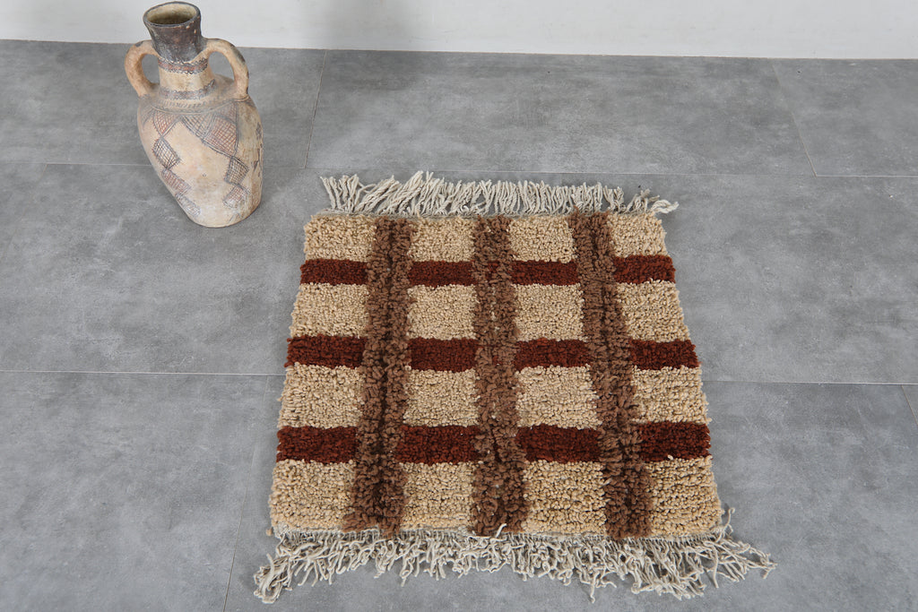 Small Moroccan Berber Rug 2.5 x 2.4 ft – Handmade Wool Shag Area Rug