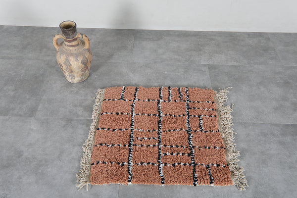 Terracotta Moroccan Berber Rug 2.3 x 2.5 ft – Handmade Wool Shag Area Rug