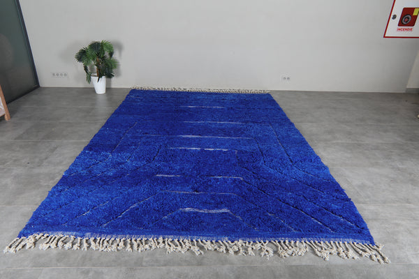 Blue Moroccan Beni Ourain Rug 8.3 x 11.9 ft – Handmade Wool Shag Area Rug
