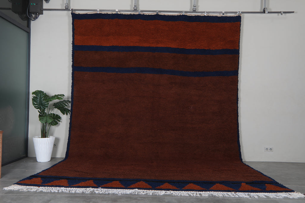 Brown Moroccan Berber Rug 10.5 x 15.2 ft – Handmade Wool Tribal Area Rug