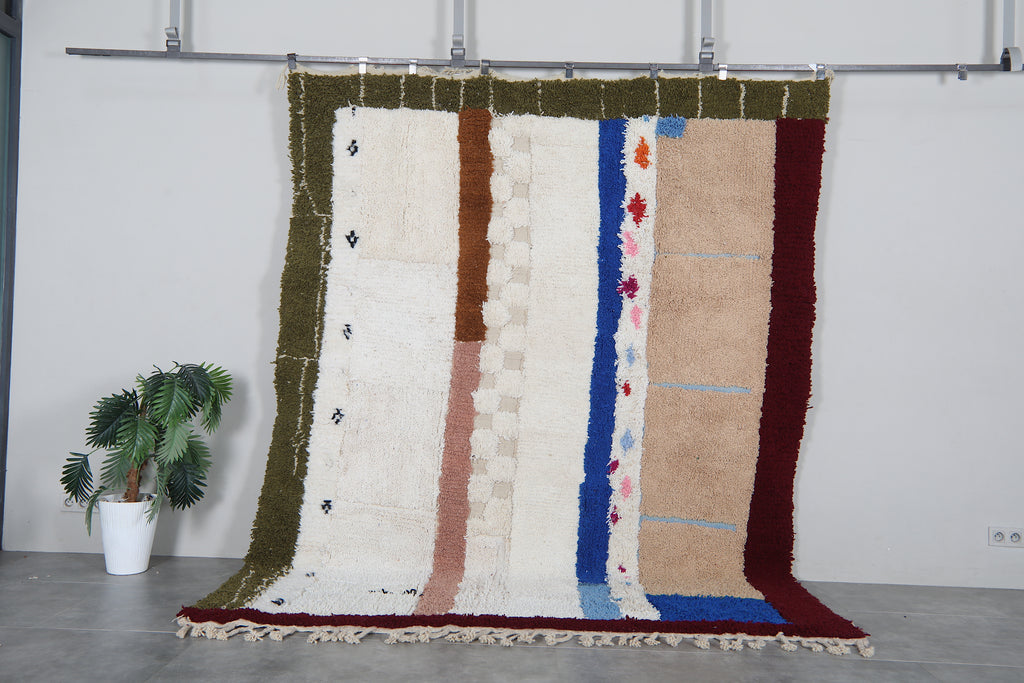 Colorful Moroccan Berber Rug 8 x 10 ft – Handmade Wool Tribal Area Rug