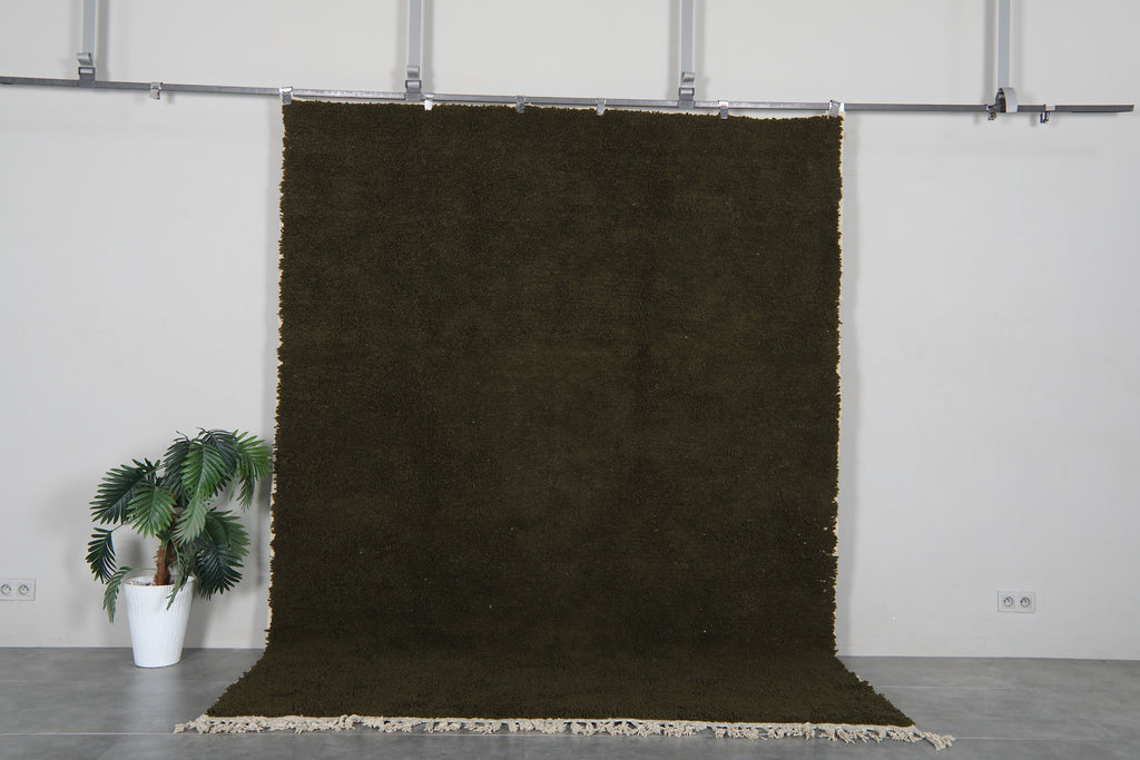 Olive moroccan beni ourain rug 7.5 x 10 ft – handmade wool shag area rug