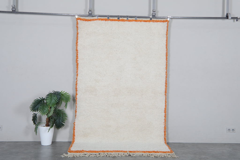 Ivory moroccan beni ourain rug 5.3 x 9.1 ft – handmade wool shag area rug