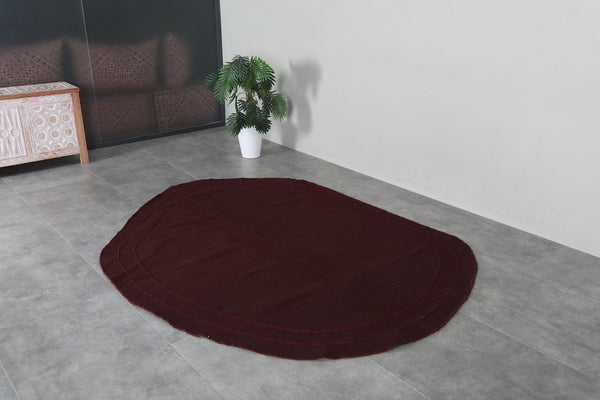 Burgundy flatwoven moroccan rug – Handmade wool kilim– Custom size rug