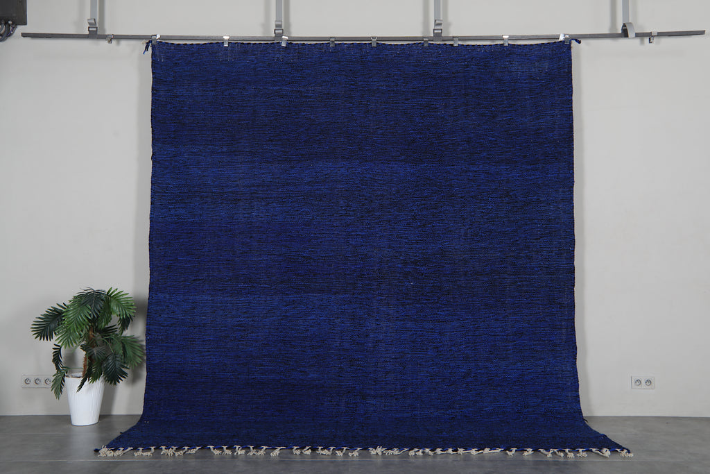 Custom blue flat woven moroccan rug – Handmade berber kilim rug