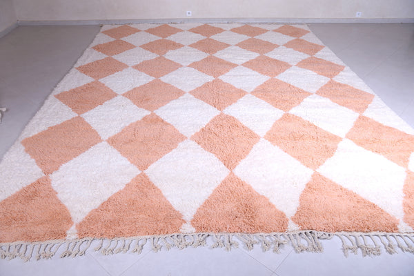 Orange & white checkered custom Moroccan rug – Bold geometric design