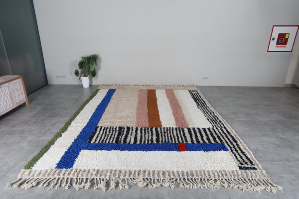 Colorful moroccan berber rug 9.1 x 11.8 ft – Handmade wool tribal area rug