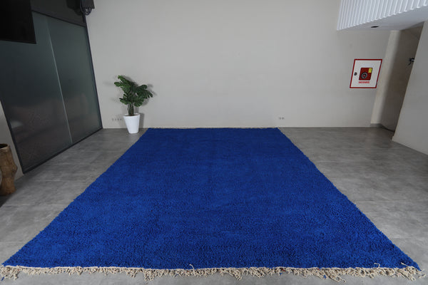 Solid deep blue shag rug –Handmade berber wool rug – Custom size
