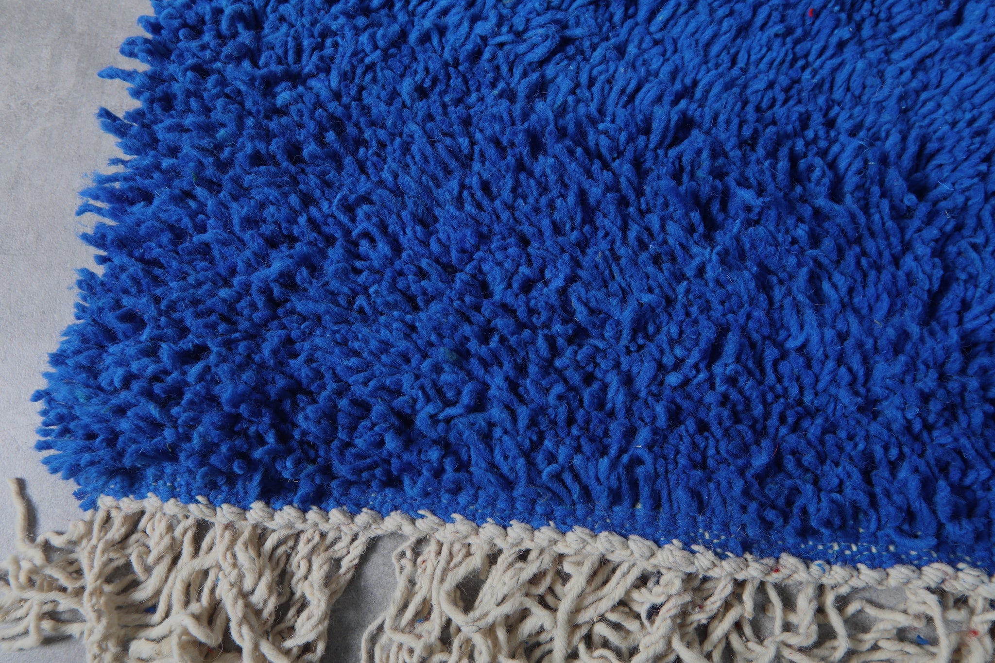 Solid deep blue shag rug –Handmade berber wool rug – Custom size – Beni ...