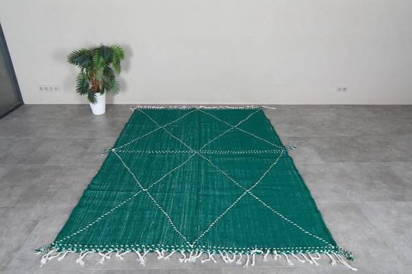 Green Moroccan flatweave rug 5.9 x 8.3 ft – Handmade wool tribal area rug