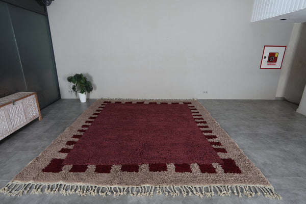 Deep Burgundy Moroccan Rug – Handmade Wool Berber Carpet – Custom Sizes