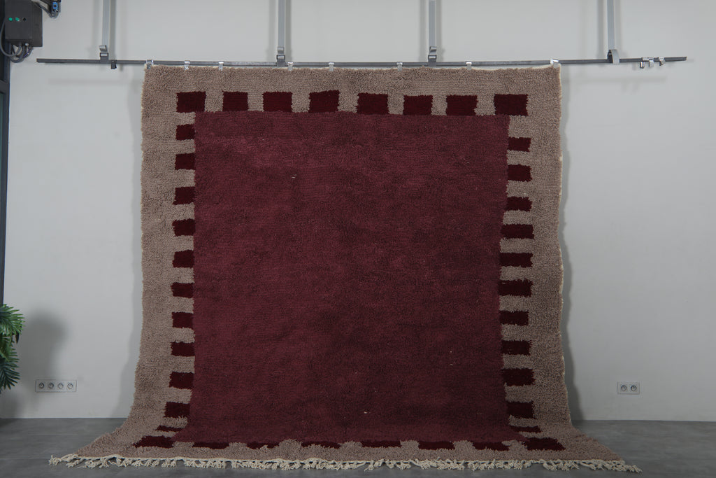 Deep Burgundy Moroccan Rug – Handmade Wool Berber Carpet – Custom Sizes