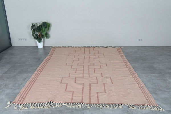 Blush pink Moroccan wool rug 7.6 x 10.4 ft – Handmade flatwoven area rug