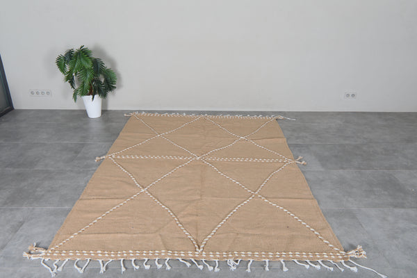 Beige Moroccan wool rug 6 x 8.4 ft – Handmade flatwoven area rug