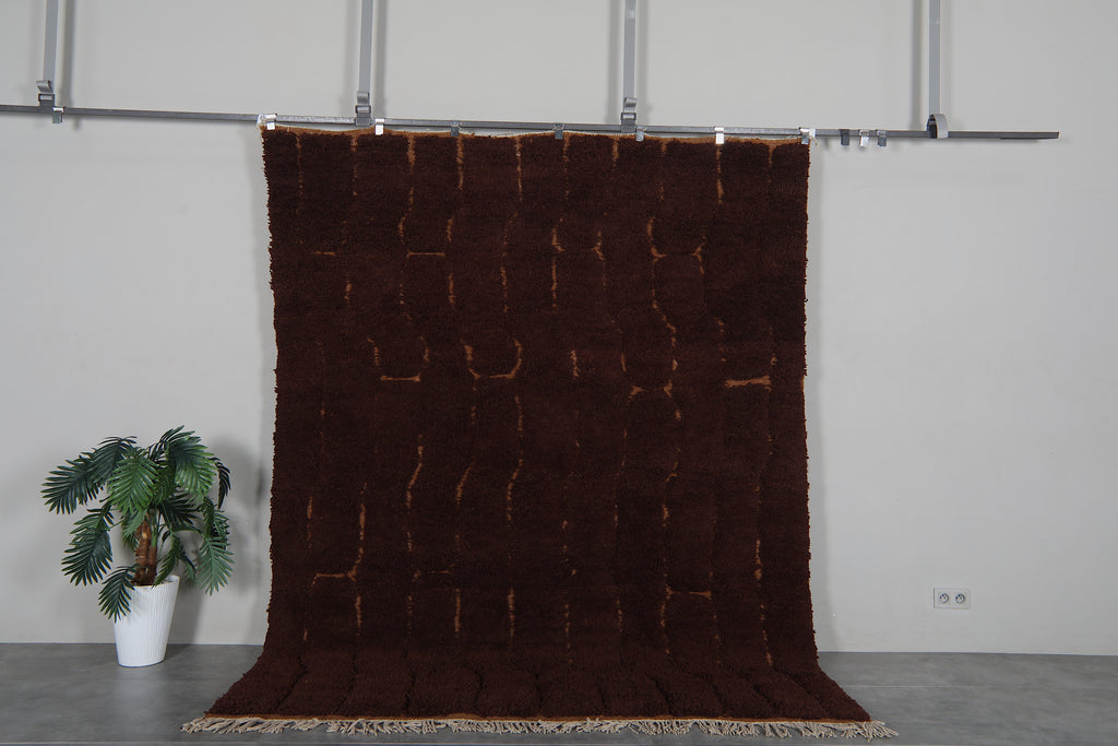 Brun chocolate moroccan rug - Chocolate beni ourain wool rug– Custom size