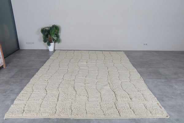 Beige Moroccan shag rug 8 x 10.9 ft - Thick wool Beni Ourain style carpet