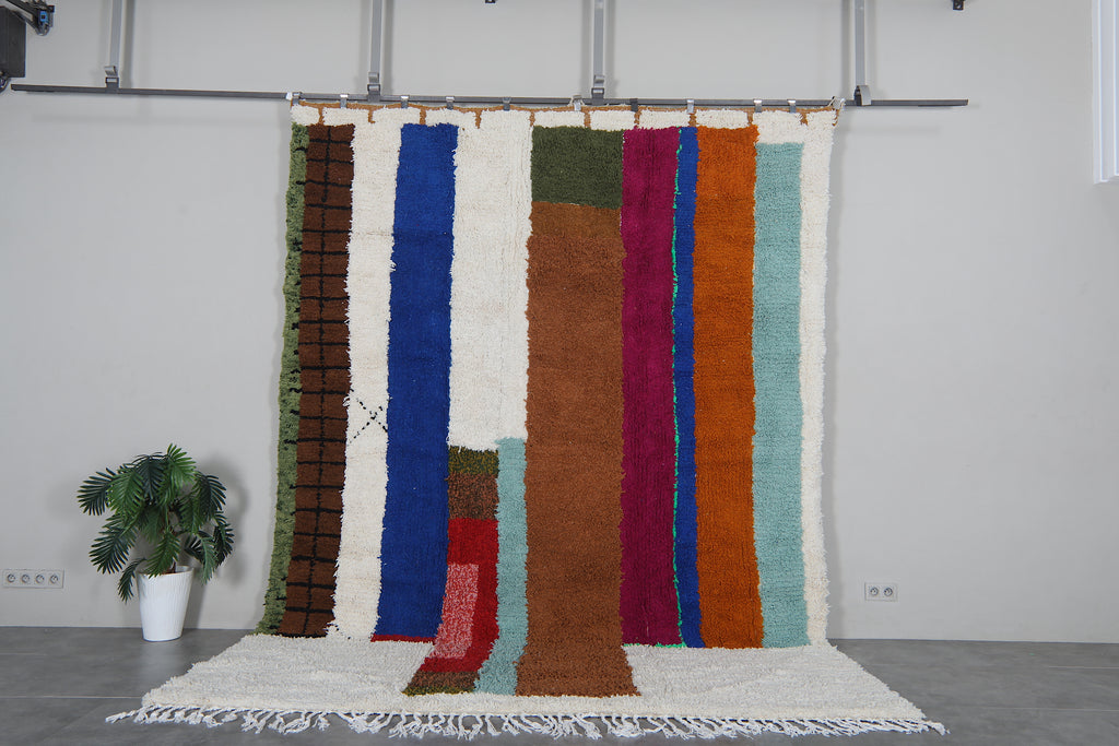 Large Beni Ourain moroccan rug 8.8 x 11.8 feet - Colorful berber wool rug