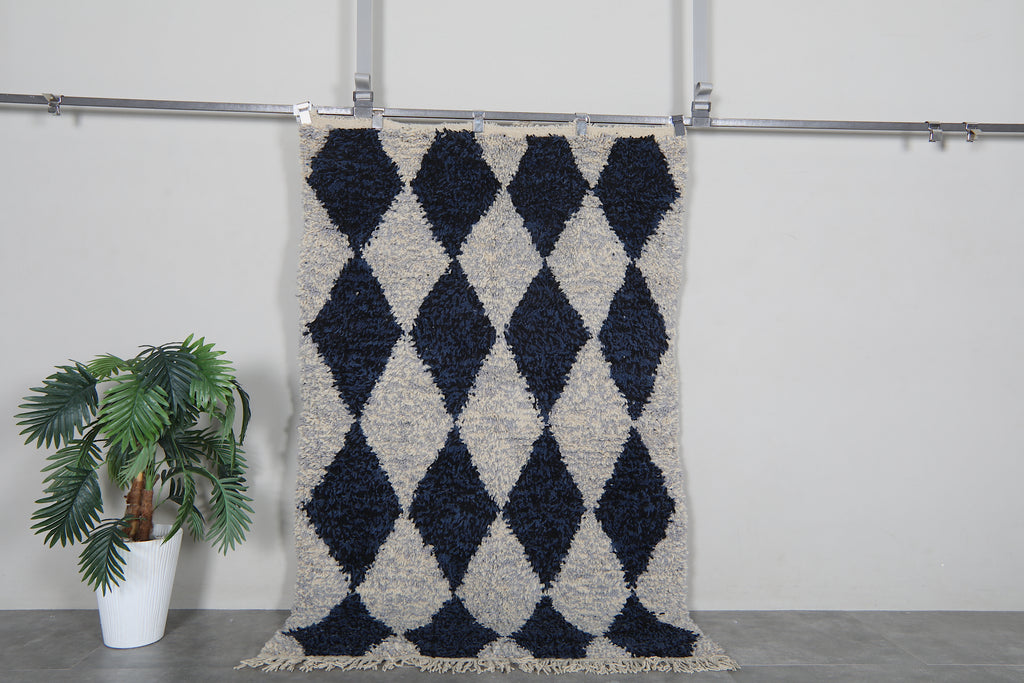 Moroccan gray and blue rug - Handmade Beni ourain berber rug – Custom size rug