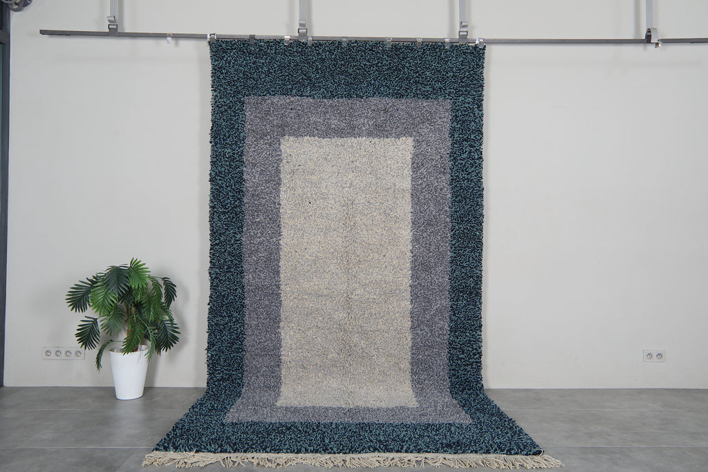 Modern moroccan rug - Blue and gray beni ourain wool rug – Custom size rug