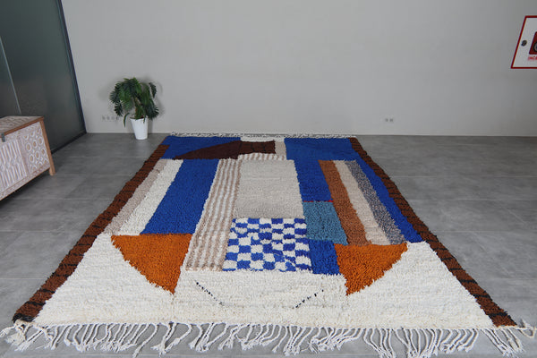 Large beni ourain moroccan rug 9 x 12 feet – Blue berber wool rug