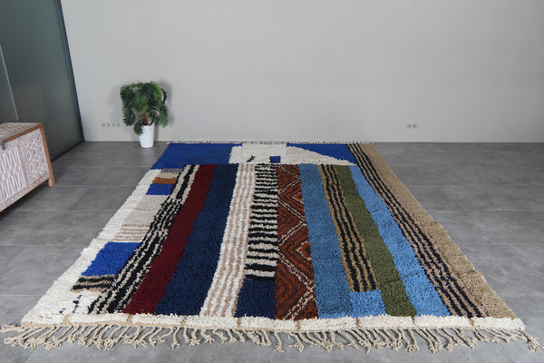 Large beni ourain moroccan rug 8.9 x 12 feet – Blue berber wool rug