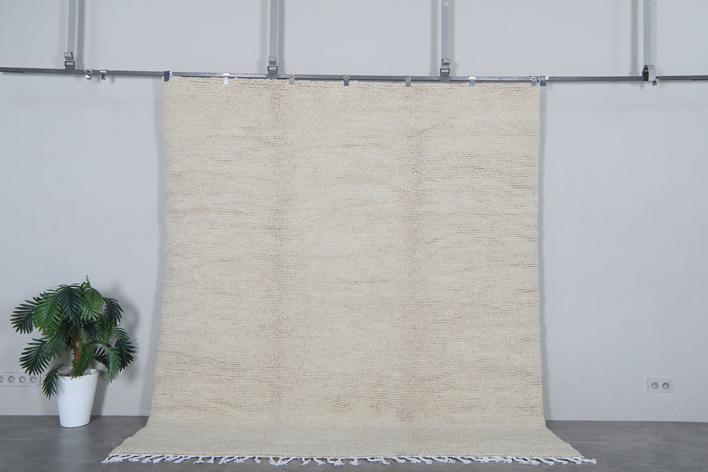 Beni Ourain Moroccan Rug 8.1 x 9.1 feet – Beige Wool Rug
