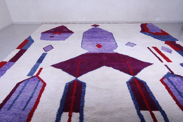 White custom Moroccan rug with colorful patterns – Handmade artistic design