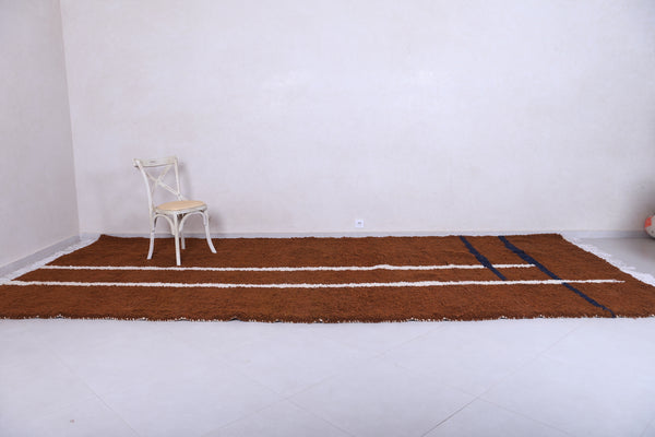 Runner moroccan rug - Brown custom handmade carpet