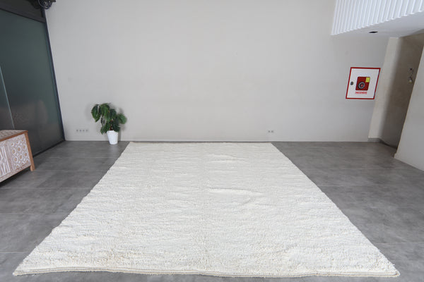 Solid cream Moroccan wool rug 10.1 x 11.6 feet – Handmade Beni Ourain area rug