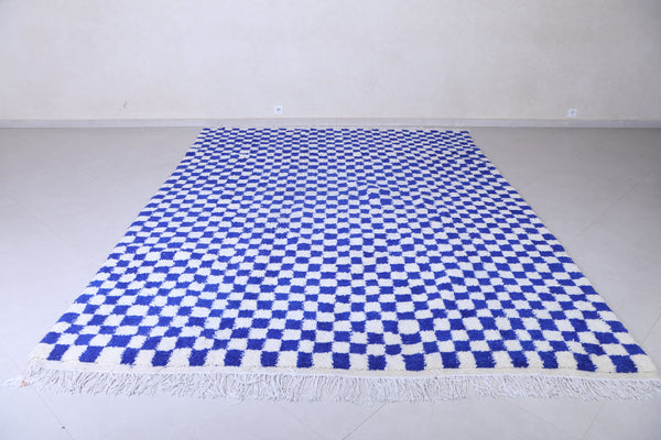 Blue & white checkered custom Moroccan rug