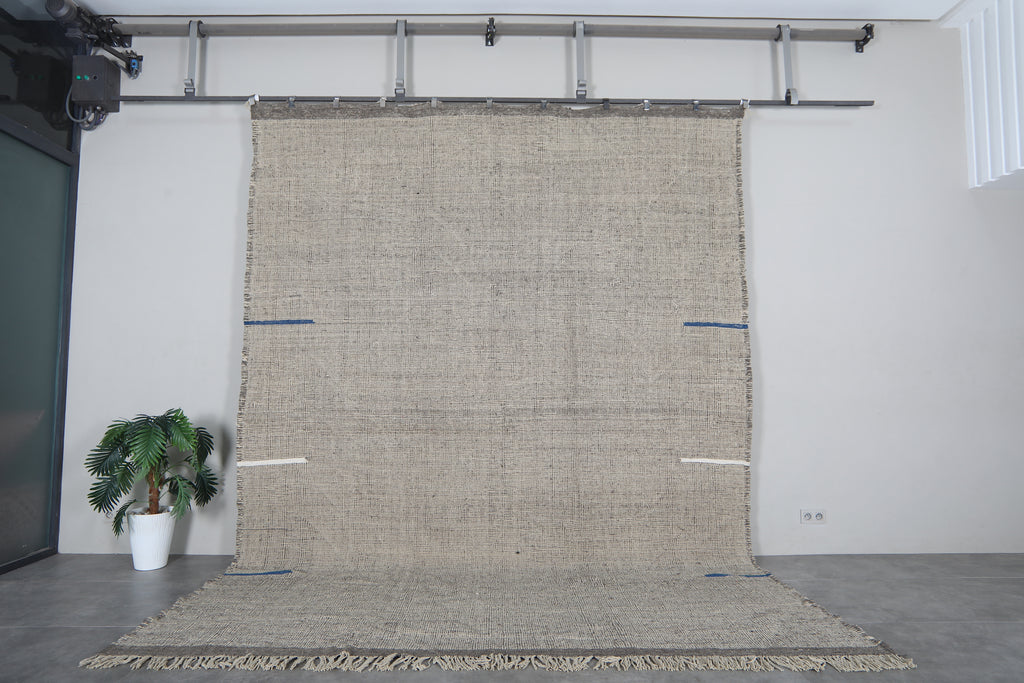 Soft gray moroccan flat woven rug - Handmade wool berber carpet – Custom size rug