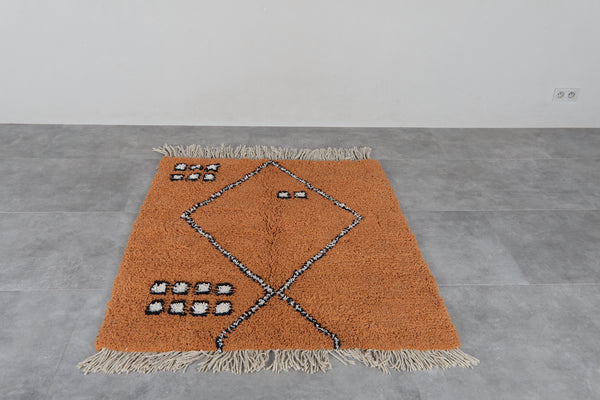 Orange Moroccan Rug 4.1 x 4.9 Feet – Terracotta Wool Rug