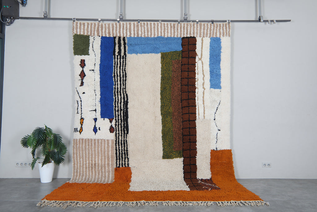Colorful Moroccan shag rug 8.8x12 ft - Handmade wool Berber carpet