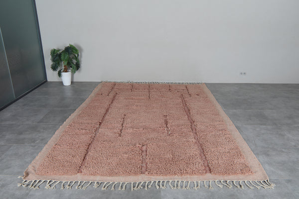 Rose gold Moroccan shag rug 8.1x11.4 ft - Handmade wool Berber carpet