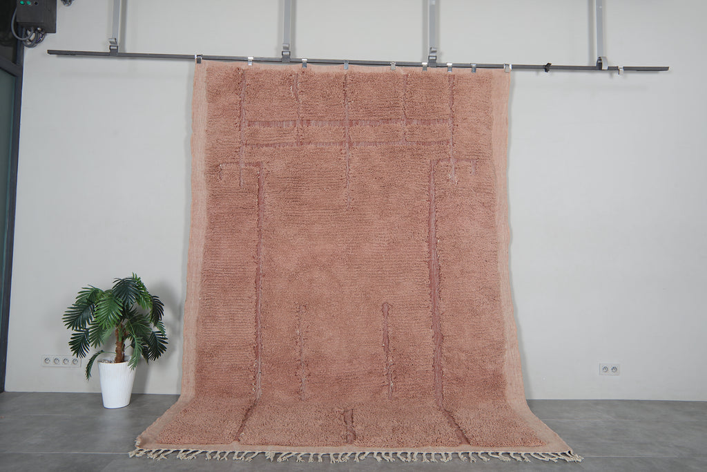 Rose gold Moroccan shag rug 8.1x11.4 ft - Handmade wool Berber carpet