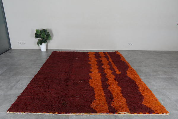 Abstract Moroccan Rug 8 x 10.7 Feet – Burgundy Wool Rug