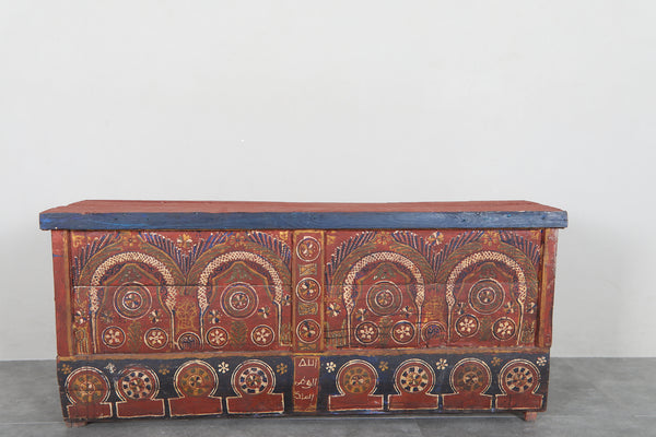 Vintage Moroccan chest H 22.4 inches x W 51.1 inches x D 12.5 inches