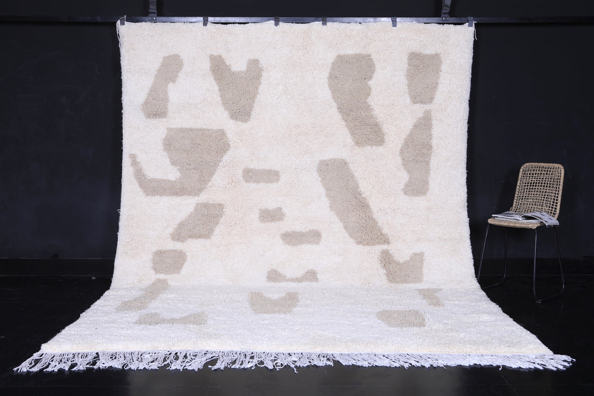 Custom White Moroccan Rug – Abstract Patterns – Beni ourain rug